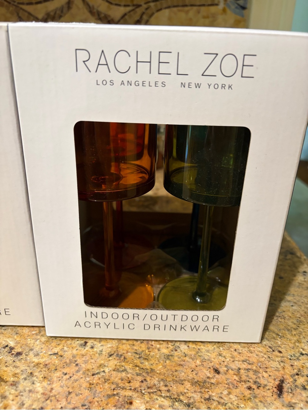 Rachel Zoe Amber and Olive Acrylic Stemmed Glasses - Set of 4